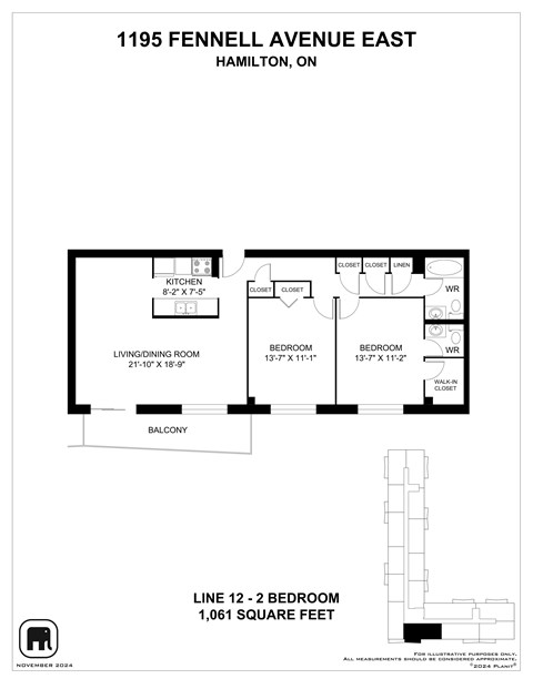 A floor plan for a home at 1195 Fennell Avenue East in Hamilton, Ontario.